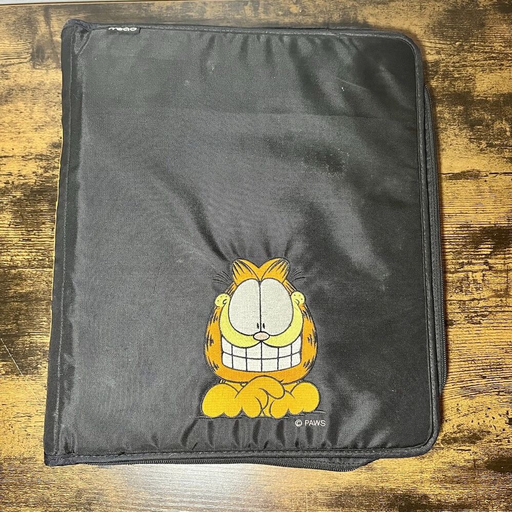 1990s Garfield Mead Zip Up Binder Trapper Black Embroidered Vintage